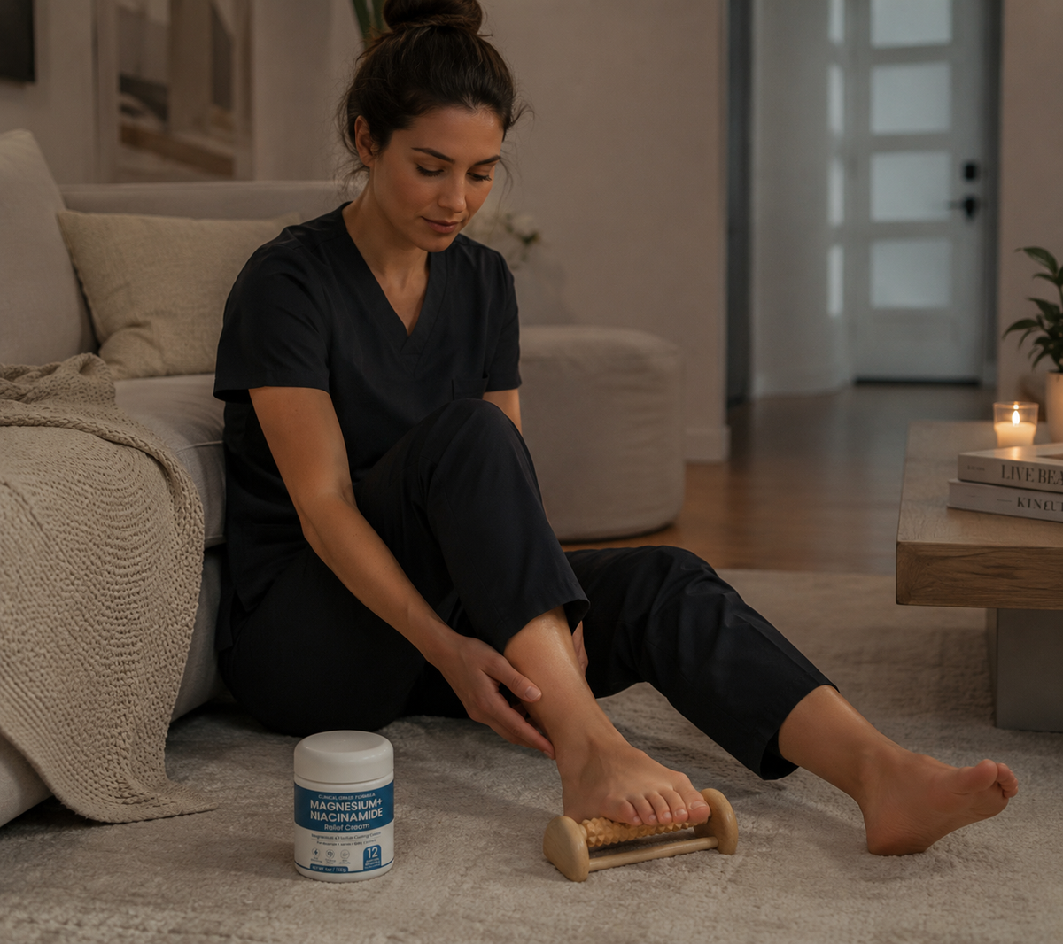 Using the Solace foot massage roller and cream